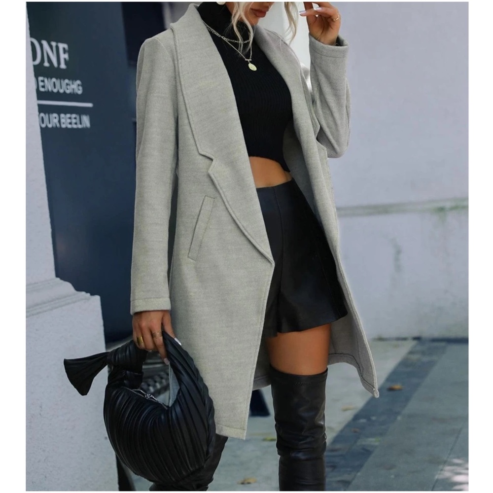 Cozy Pocket Open Front Jacket Coat - Picture 2 of 5